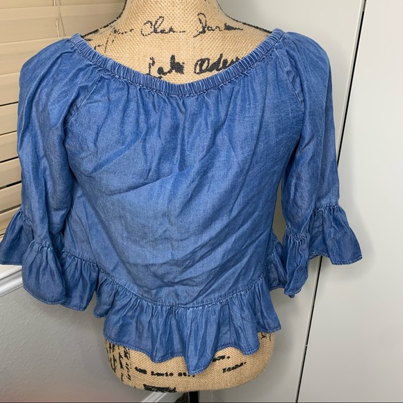 Walter Baker Off the Shoulder Thin Denim Top - Picture 6 of 12